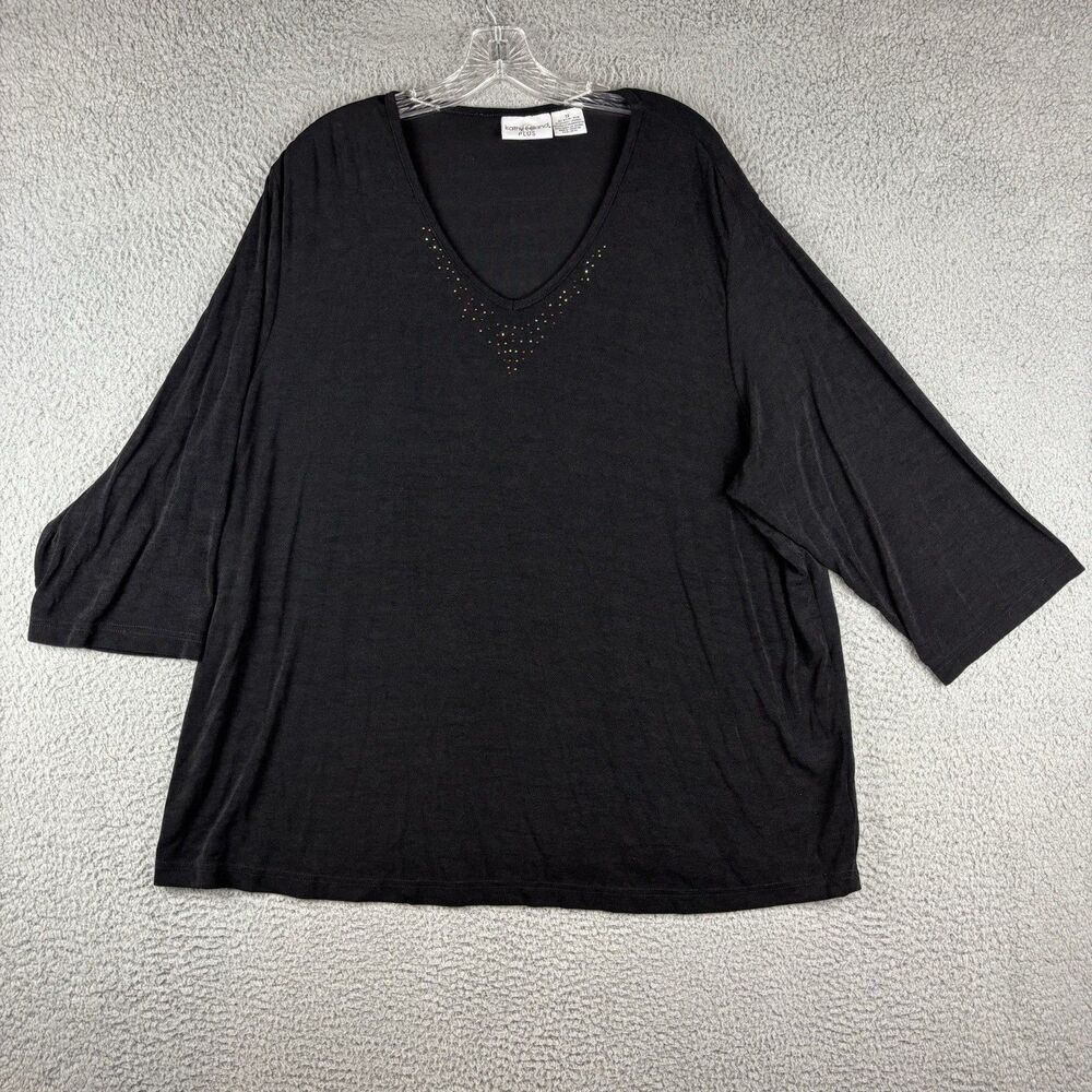 Kathy Ireland Women’s Plus Size 3X Long Sleeve Black Pullover Top